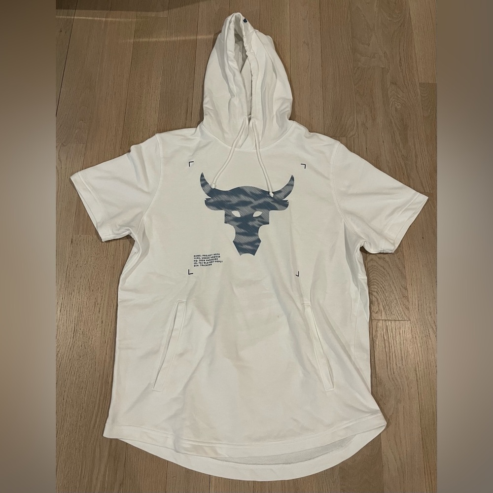 Under Armour Project Rock White Short Sleeve Hoodie